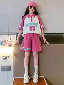 StyleCast x Revolte Girls Printed Polo Collar Pure Cotton T-shirt with Shorts