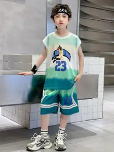 StyleCast x Revolte Boys Printed Round Neck Sleeveless T-shirt With Shorts