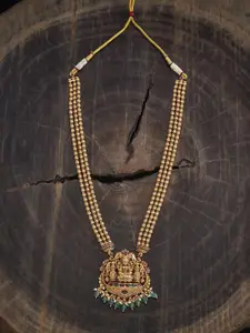 Kushal's Fashion Jewellery Gold-Plated Stone Studded & Beaded Antique Necklace