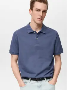 MANGO MAN Pure Cotton Polo Collar T-shirt