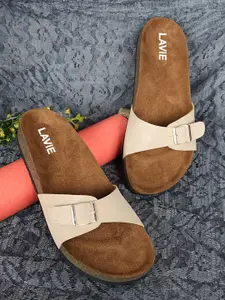 Lavie Women Round Toe Open Toe Flats with Buckles