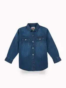 Gini and Jony Boys Comfort Fit Typography Printed Spread Collar Casual Shirt