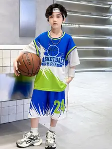 StyleCast x Revolte Boys Varsity Printed Pure Cotton T-shirt & Shorts