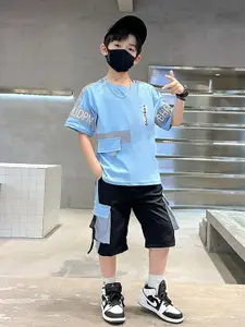 StyleCast x Revolte Boys Printed Round Neck Pure Cotton T-shirt with Shorts