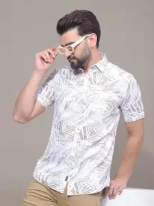 Crimsoune Club Men Classic Fit Abstract Printed Spread Collar Cotton Casual Shirt
