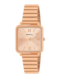 DressBerry Women Dial & Stainless Steel Analogue Watch 504 Rose Gold Roman Figure Designer