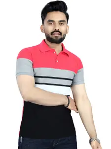 Moda Rapido Men Striped Polo Collar T-shirt