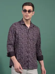 Crimsoune Club Men Classic Fit Abstract Printed Spread Collar Cotton Casual Shirt