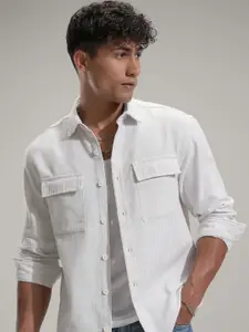 HIGHLANDER Men Comfort Relaxed Fit Textured Spread Collar Casual Shirt