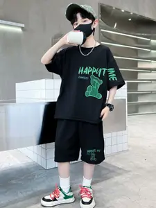 StyleCast x Revolte Boys Printed Pure Cotton T-shirt With Shorts