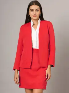 BRINNS Collarless Front Open Blazer With Skirt