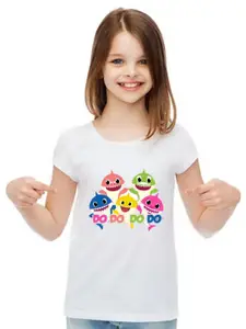 SHUBHAM DESIGNER GALLERY Girls Graphic Printed Round Neck T-shirt