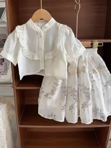 StyleCast x Revolte Girls Mandarin Collar Shirt With Skirt