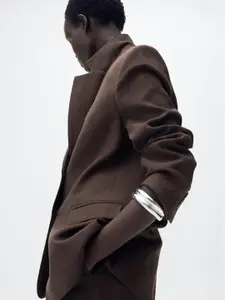 MANGO Straight Fit Notched Lapel Collar Single-Breasted Semi-Formal Blazer