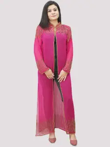 HAUTEMODA Mandarin Collar Maxi Longline Shrug