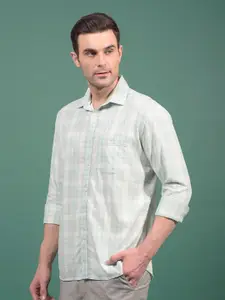 Crimsoune Club Men Classic Fit Tartan Checked Spread Collar Cotton Casual Shirt