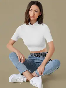 Dream Beauty Fashion Women Solid Regular Crop Top top-52-bullet-white