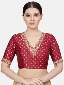Studio Shringaar Embroidered V-Neck Saree Blouse