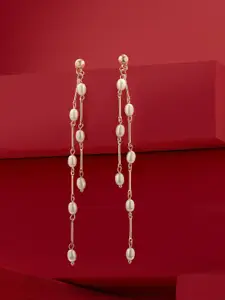 AMI Gold-Plated Pearls Contemporary Drop Earrings