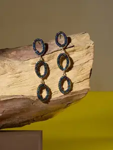 AMI Gold-Plated Artificial Beaded Oval Classy Drop Earrings