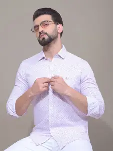 Crimsoune Club Men Classic Fit Abstract Printed Spread Collar Cotton Casual Shirt