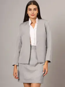 BRINNS Collarless Front Open Blazer With Skirt