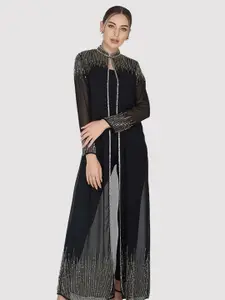 HAUTEMODA Mandarin Collar Maxi Longline Shrug