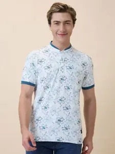 Status Quo Men Floral Printed Henley Neck T-shirt