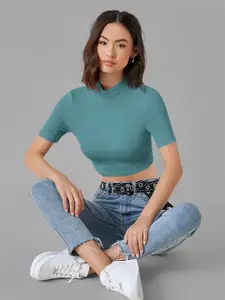 Dream Beauty Fashion Women Regular High Neck Crop Top