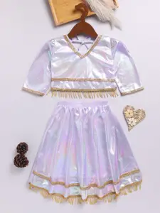 JBN Creation Girls Embellished Sequinned Ready to Wear Lehenga &