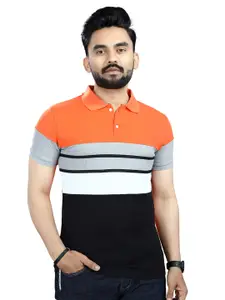 Moda Rapido Men Striped Polo Collar T-shirt