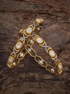 Kushal's Fashion Jewellery Embellished Bridal Set Of 2 WhiteVictorian Kundan Bangles