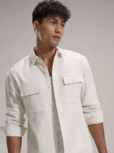 HIGHLANDER Men Comfort Relaxed Fit Textured Spread Collar Casual Shirt