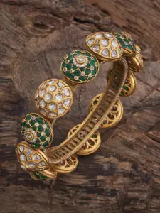 Kushal's Fashion Jewellery Embellished Bridal Green Victorian-Plated Ethnic Kundan Bangle