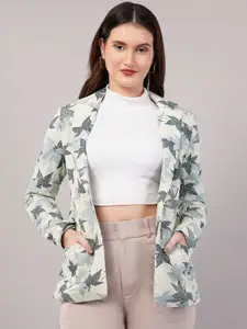 WESTCLO Printed Slim-Fit Notched Lapel Single-Breasted Blazer