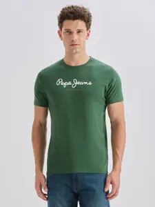 Pepe Jeans Slim Fit Brand Logo Printed Pure Cotton T-shirt