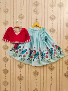 BAESD Girls Foil Print Ready to Wear Lehenga Choli