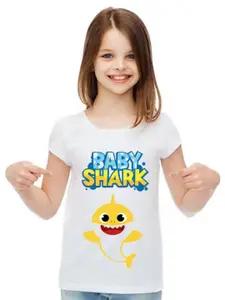 SHUBHAM DESIGNER GALLERY Girls Graphic Printed Round Neck T-shirt