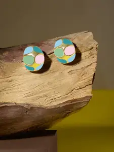 AMI Gold-Plated Contemporary Enamelled  Studs