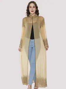 HAUTEMODA Mandarin Collar Maxi Longline Shrug