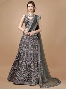 SAPTRANGI Embellished Beads and Stones Ready to Wear Lehenga With Blouse And Dupatta