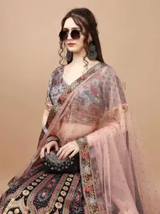 SAPTRANGI Embellished Beads And Stones Ready To Wear Lehenga & Blouse With Dupatta