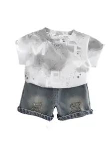 StyleCast x Revolte Boys Printed Pure Cotton T-shirt With Shorts