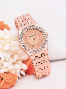 DressBerry Women Embellished Dial & Bracelet Style Straps Analogue Watch HOBDB-325-RG