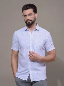 Crimsoune Club Men Classic Fit Floral Printed Spread Collar Cotton Casual Shirt