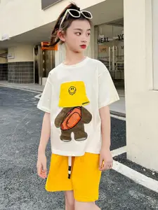 StyleCast x Revolte Girls Cartoon Characters Printed Pure Cotton T-Shirt With Shorts