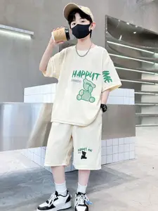 StyleCast x Revolte Boys Printed Pure Cotton T-shirt With Shorts