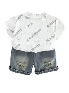 StyleCast x Revolte Boys Printed Round Neck T-shirt With Shorts