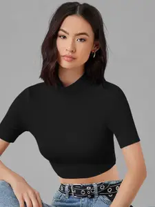 Dream Beauty Fashion High Neck Fitted Crop Top