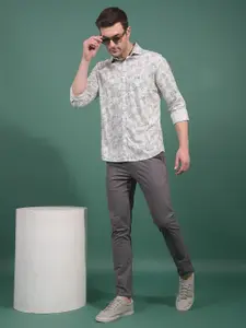 Crimsoune Club Men Classic Fit Floral Printed Spread Collar Cotton Casual Shirt